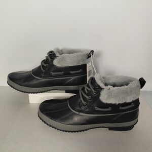 New w/ Box Sz 9 JSport Mary Black Women's Boots Waterproof Faux Fur Duck Rubber